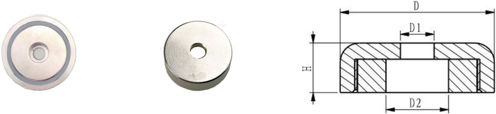 Pot Magnet (NdFeB), With Bore, Nickel Coating, Body Lathe Machining.
